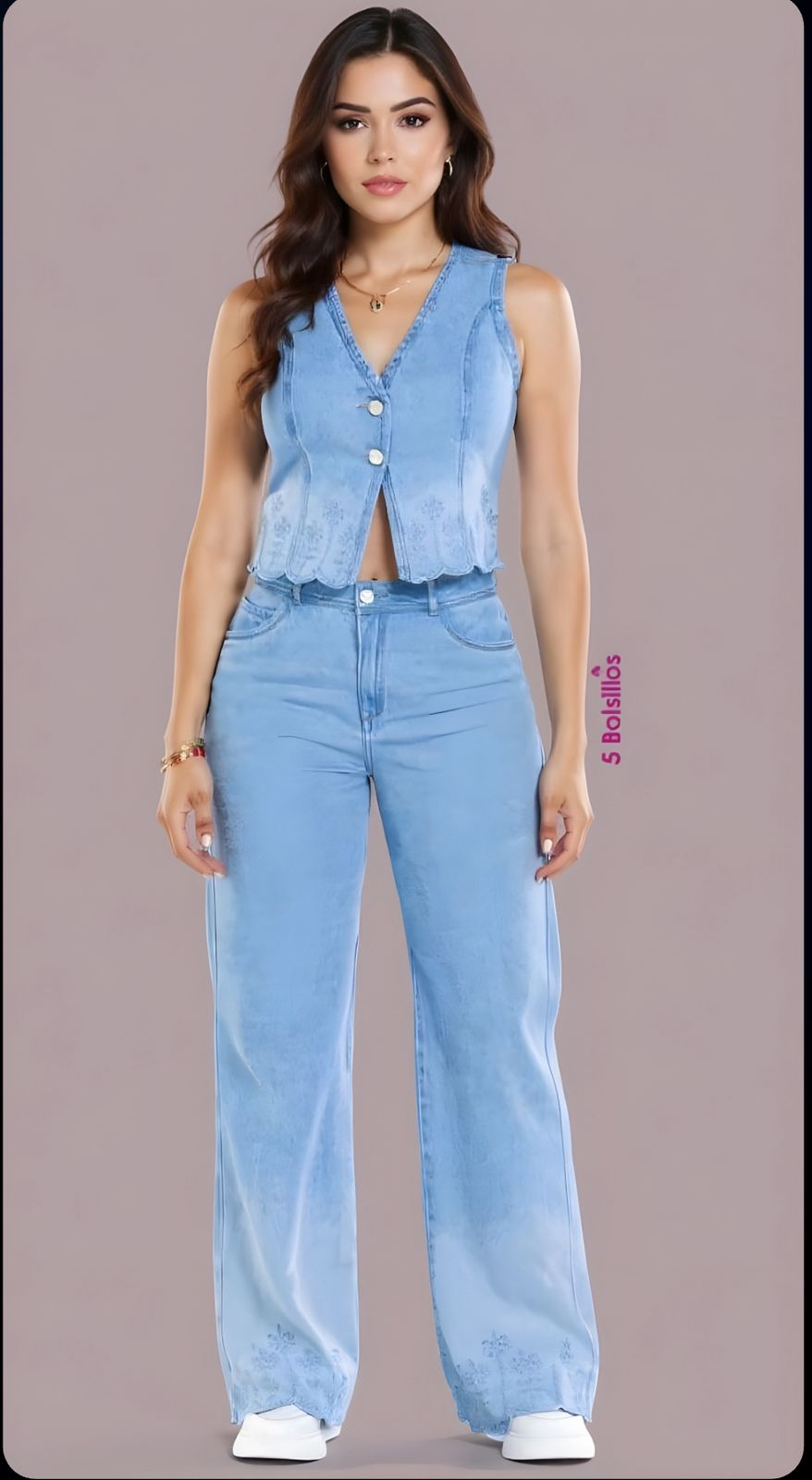 CHALECO JEAN BORDADO