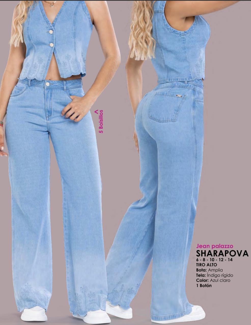 JEAN BOTA ANCHA FLORES BORDADAS