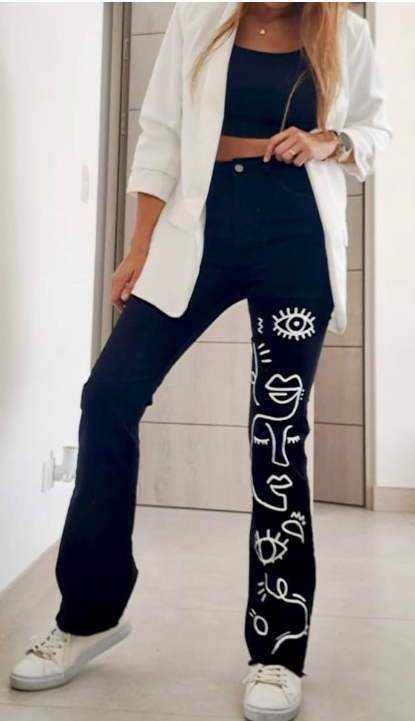 JEAN PINTADO CARAS NEGRO