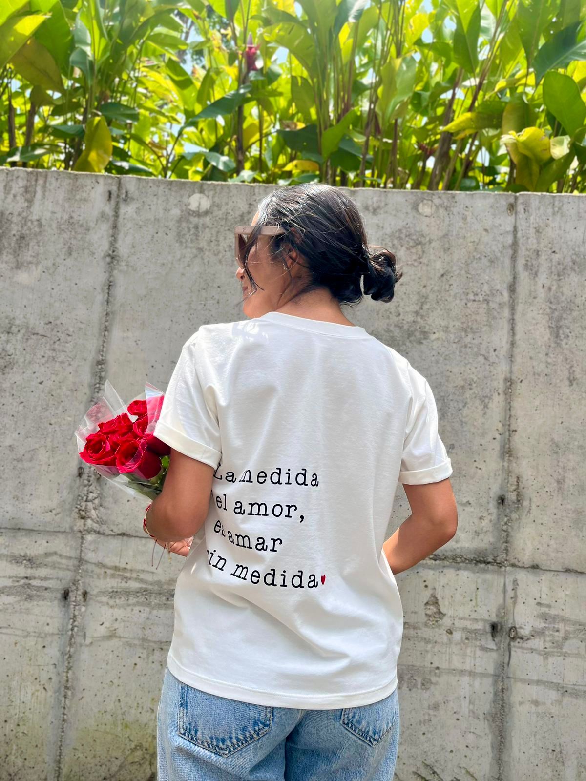 Camiseta corazón escarcha y mensaje espalda