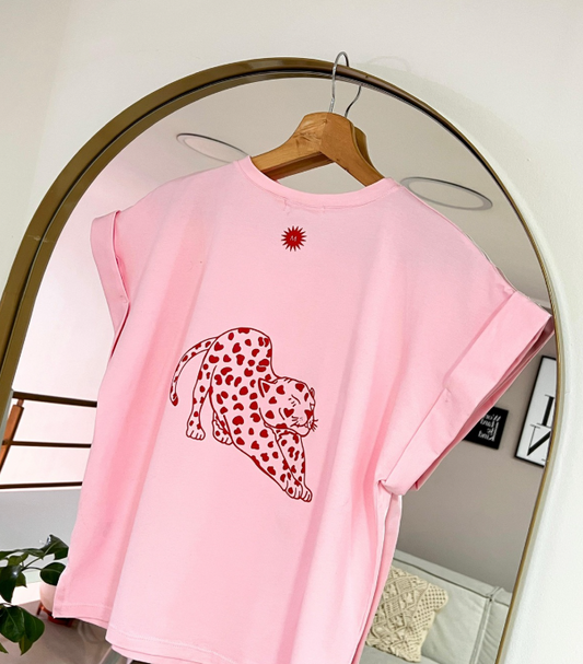 CAMISETA FELINO ROSADA