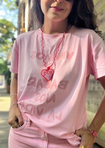 CAMISETA VAMOS A BAILAR ROSADA