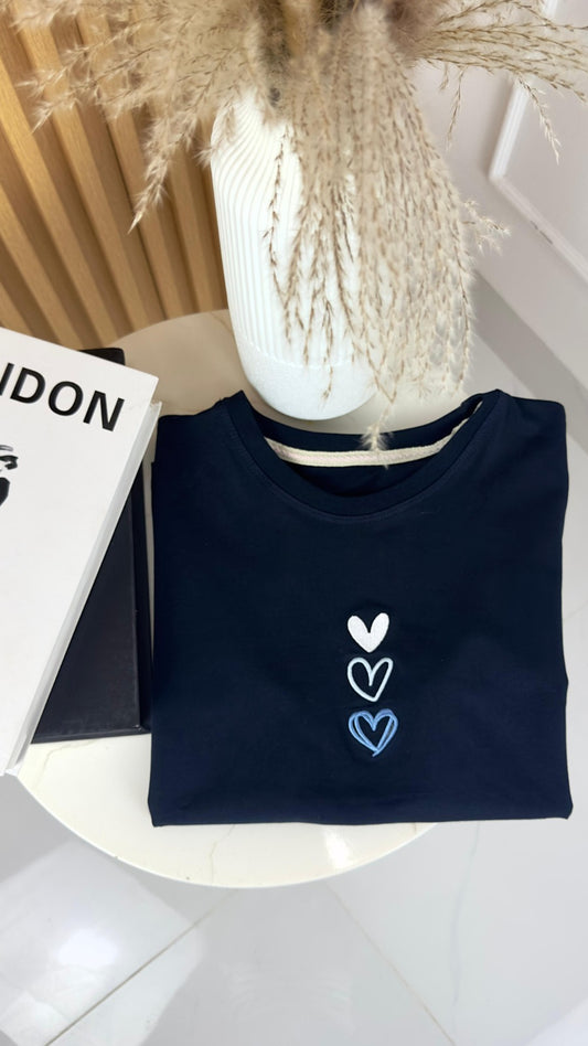 CAMISETA CORAZONES AZUL