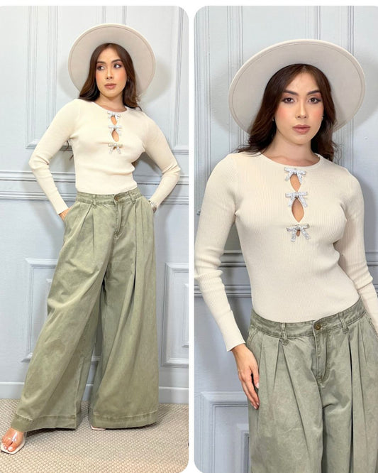 PANTALON BOTA ANCHA VERDE